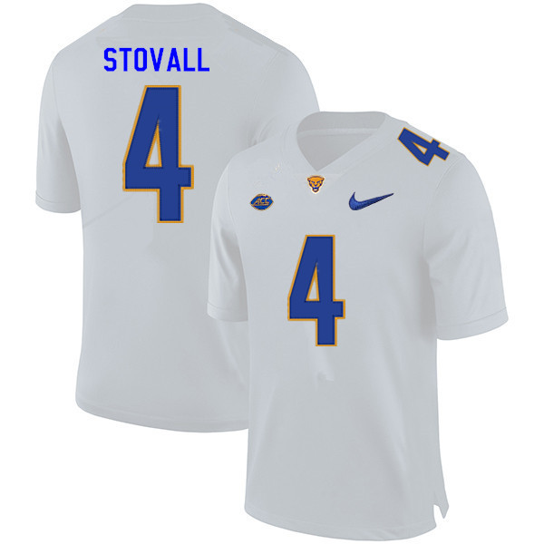 Men #4 Melquise Stovall Pitt Panthers College Football Jerseys Sale-White